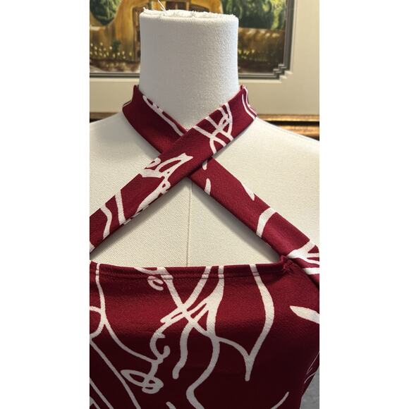 Shein Top Red/White XL Top Racer Front Geometric Aztec Travel Vacation Beach Boh - Picture 2 of 8